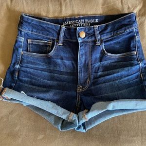American Eagle Dark Wash High Waisted Shorts